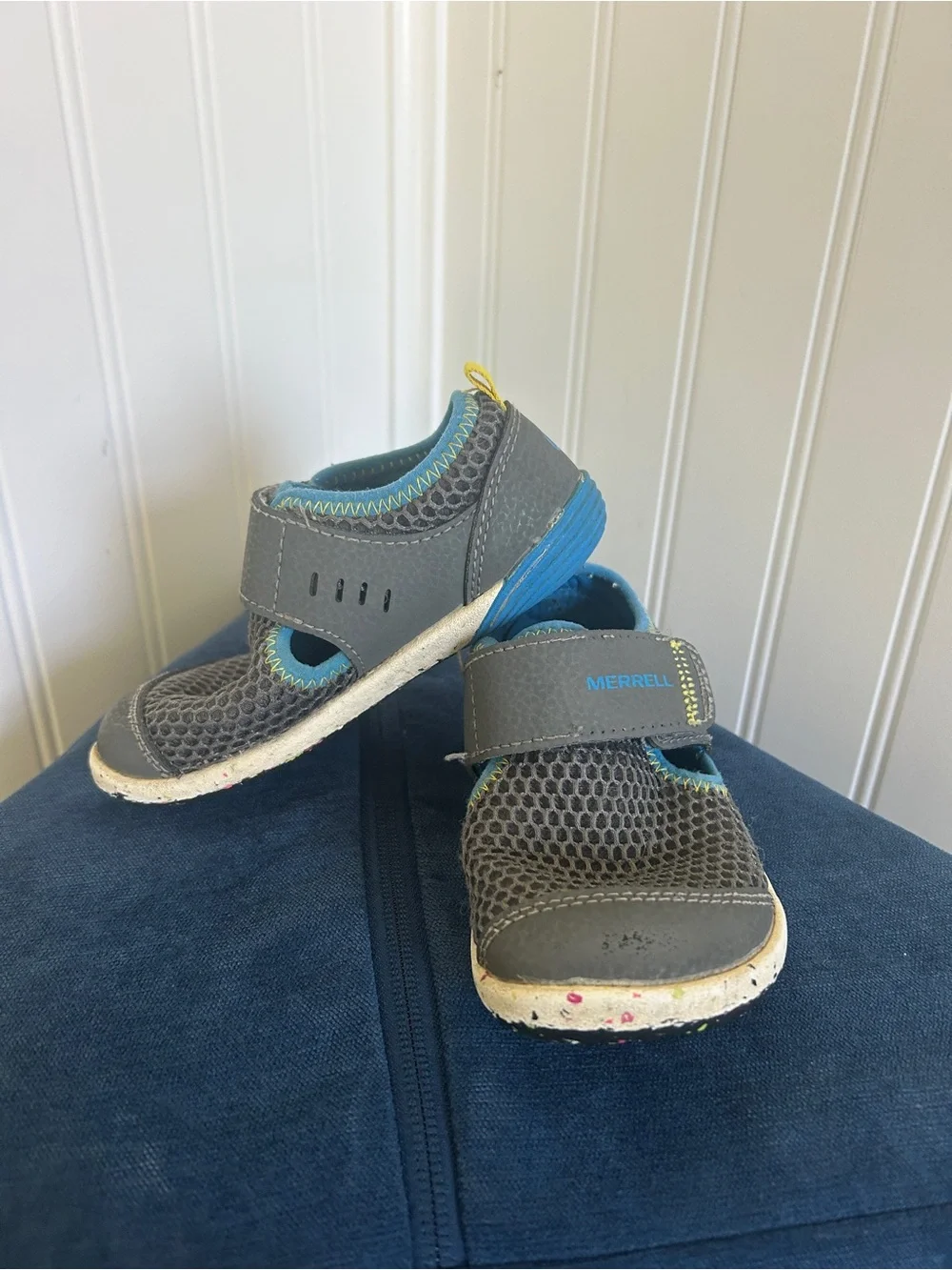 Merrell Kids Gray and Blue Mesh Sneakers